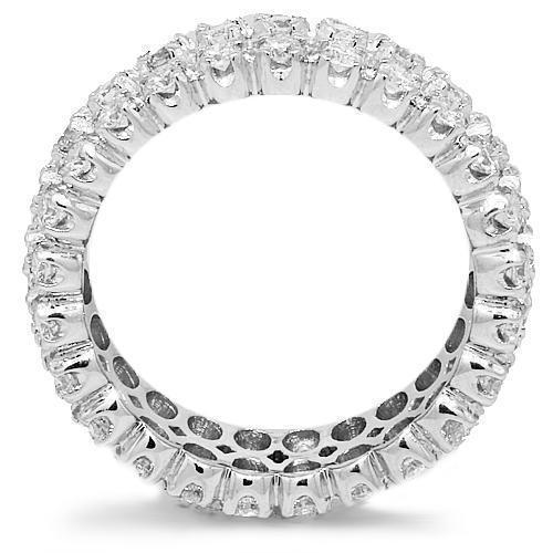 14K White Solid Gold Mens Diamond Eternity Ring Band 3.73 Ctw