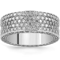 Thumbnail for 14K White Solid Gold Mens Diamond Pave Set Eternity Ring Band 5.50 Ctw