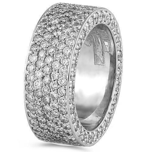 14K White Solid Gold Mens Diamond Pave Set Eternity Ring Band 5.50 Ctw