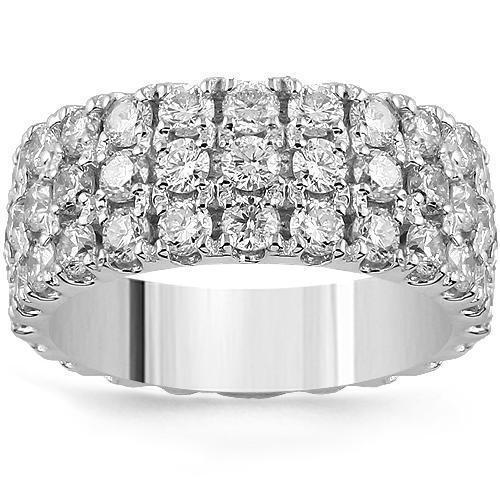 14K White Solid Gold Unisex Custom Designed Eternity Ring Band 3.50 Ctw