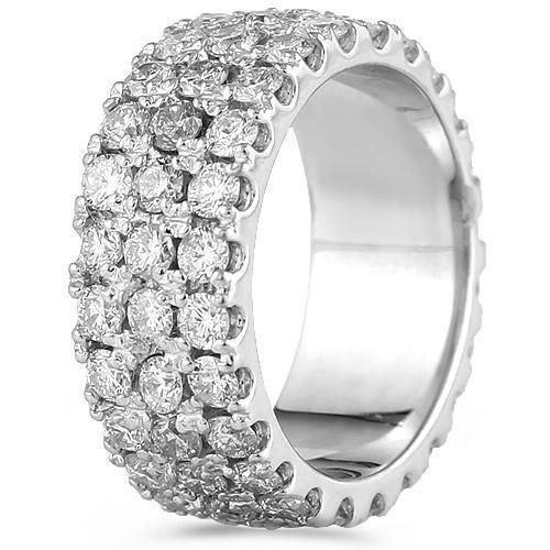 14K White Solid Gold Unisex Custom Designed Eternity Ring Band 3.50 Ctw