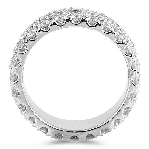 14K White Solid Gold Unisex Custom Designed Eternity Ring Band 3.50 Ctw