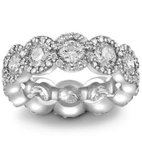 Thumbnail for 14K White Solid Gold Womens Custom Designed Flower Diamond Eternity Ring Band 4.50 Ctw