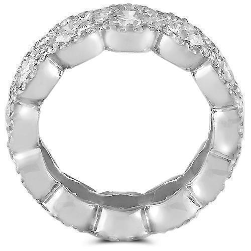 14K White Solid Gold Womens Custom Designed Flower Diamond Eternity Ring Band 4.50 Ctw