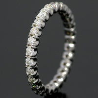 Thumbnail for 14K White Solid Gold Womens Diamond Eternity Ring Band 1.12 ctw