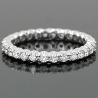 Thumbnail for 14K White Solid Gold Womens Diamond Eternity Ring Band 1.12 ctw