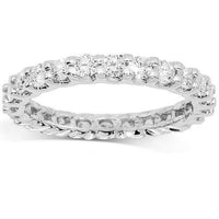 Thumbnail for 14K White Solid Gold Womens Diamond Eternity Ring Band 1.25 Ctw