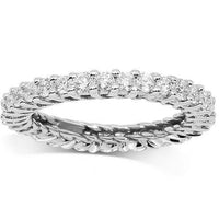 Thumbnail for 14K White Solid Gold Womens Diamond Eternity Ring Band 1.31 Ctw