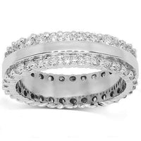 Thumbnail for 14K White Solid Gold Womens Diamond Eternity Ring Band 1.59 Ctw