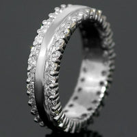 Thumbnail for 14K White Solid Gold Womens Diamond Eternity Ring Band 1.59 Ctw