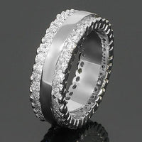 Thumbnail for 14K White Solid Gold Womens Diamond Eternity Ring Band 1.91 Ctw