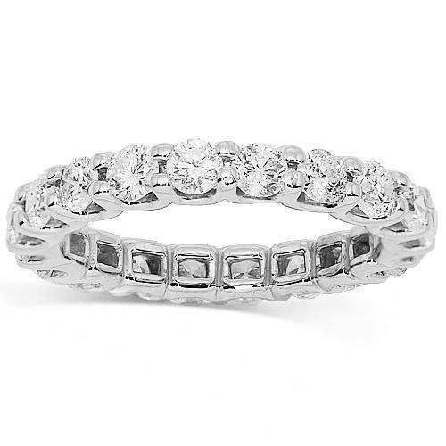 Anillo de eternidad de diamantes para mujer en oro blanco macizo de 14 quilates (2,00 quilates) 