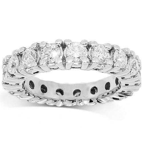 14K White Solid Gold Womens Diamond Eternity Ring Band 2.50 Ctw