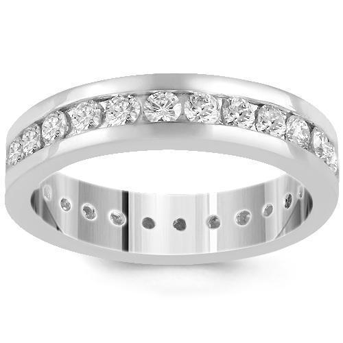 14K White Solid Gold Womens Diamond Eternity Ring Band 2.56  Ctw