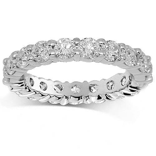 14K White Solid Gold Womens Diamond Eternity Ring Band 2.59 Ctw