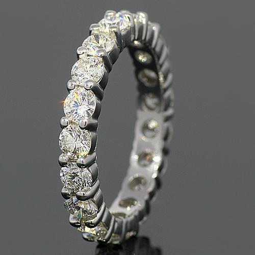 14K White Solid Gold Womens Diamond Eternity Ring Band 2.59 Ctw