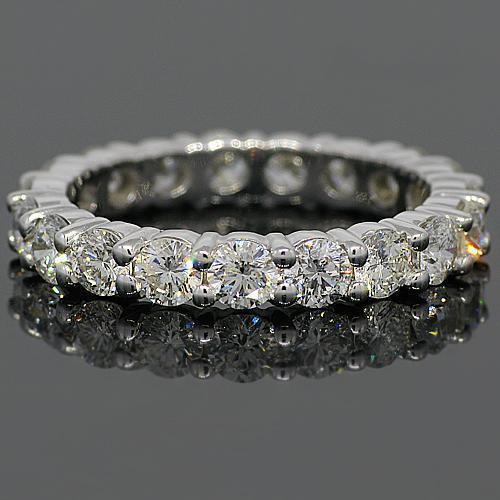 14K White Solid Gold Womens Diamond Eternity Ring Band 2.59 Ctw