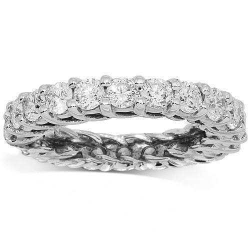 14K White Solid Gold Womens Diamond Eternity Ring Band 3.00 Ctw