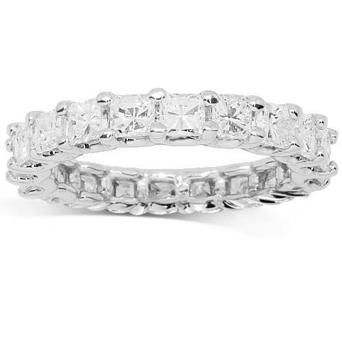 14K White Solid Gold Womens Diamond Eternity Ring Band 3.01 Ctw