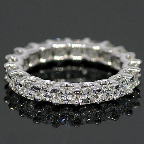 14K White Solid Gold Womens Diamond Eternity Ring Band 3.01 Ctw