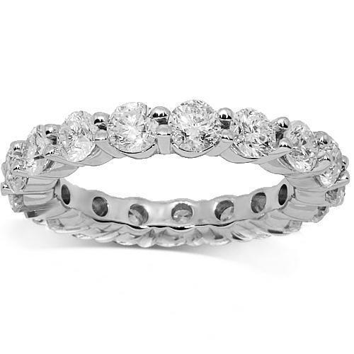 14K White Solid Gold Womens Diamond Eternity Ring Band 3.35 Ctw