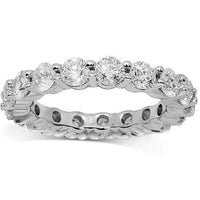 Thumbnail for 14K White Solid Gold Womens Diamond Eternity Ring Band 3.35 Ctw
