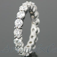 Thumbnail for 14K White Solid Gold Womens Diamond Eternity Ring Band 3.35 Ctw