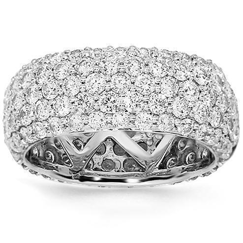 14K White Solid Gold Womens Diamond Eternity Ring Band 3.89 Ctw