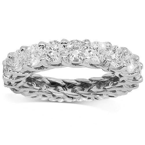 14K White Solid Gold Womens Diamond Eternity Ring Band 4.85 Ctw