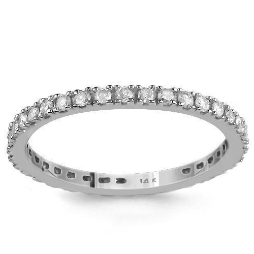 14K White Solid Gold Womens Diamond Eternity Wedding Ring Band 0.37 Ctw