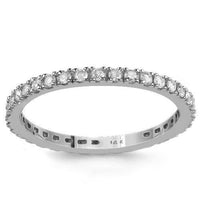 Thumbnail for 14K White Solid Gold Womens Diamond Eternity Wedding Ring Band 0.37 Ctw