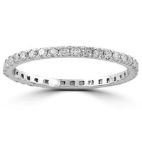 Thumbnail for 14K White Solid Gold Womens Diamond Petite Pave Eternity Band 0.37 Ctw