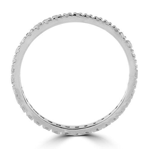 14K White Solid Gold Womens Diamond Petite Pave Eternity Band 0.37 Ctw