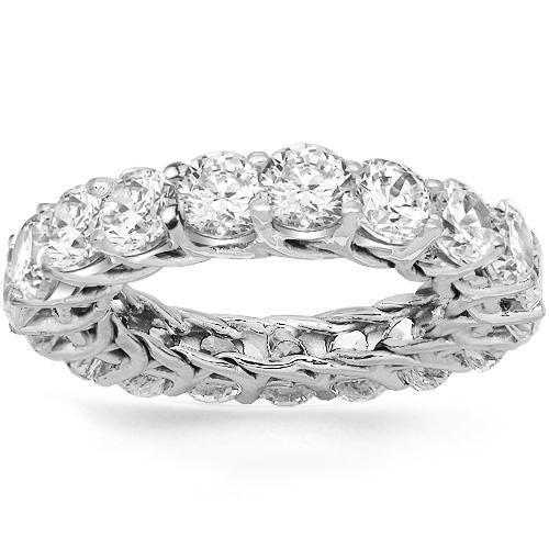 14K White Solid Gold Womens Diamond Prong Eternity Ring Band 6.75 Ctw