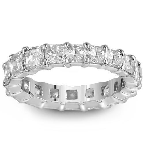 14K White Solid Gold Womens Eternity Ring Band with Princess Cut Dimonds 4.50 Ctw