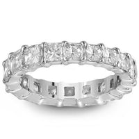 Thumbnail for 14K White Solid Gold Womens Eternity Ring Band with Princess Cut Dimonds 4.50 Ctw