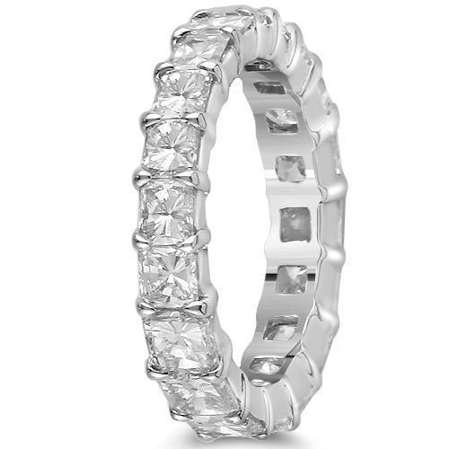 14K White Solid Gold Womens Eternity Ring Band with Princess Cut Dimonds 4.50 Ctw
