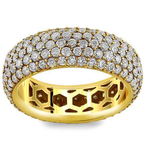 14K Yellow Solid Gold Diamond Eternity Ring Band 5.00 Ctw