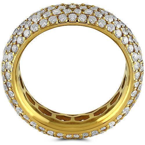 14K Yellow Solid Gold Diamond Eternity Ring Band 5.00 Ctw