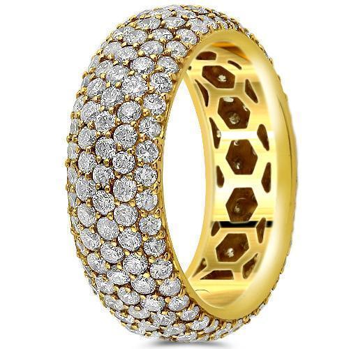 14K Yellow Solid Gold Diamond Eternity Ring Band 5.00 Ctw