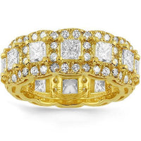 Thumbnail for 14K Yellow Solid Gold Mens Custom Designed Eternity Ring Band With Princess Cut Diamonds 7.00 Ctw