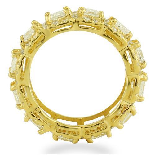 14K Yellow Solid Gold Mens Custom Designed Eternity Ring Band With Princess Cut Diamonds 7.00 Ctw