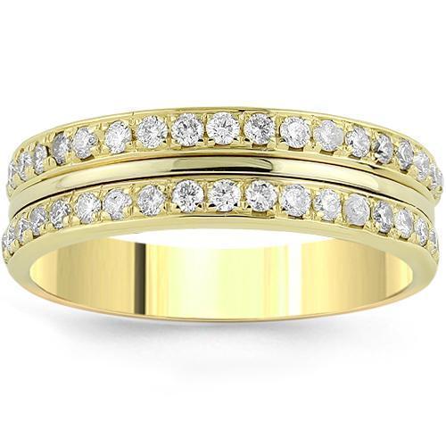 14K Yellow Solid Gold Mens Diamond Custom Designed Eternity Ring Band 1.25 Ctw