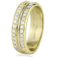 Thumbnail for 14K Yellow Solid Gold Mens Diamond Custom Designed Eternity Ring Band 1.25 Ctw