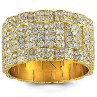 Thumbnail for 14K Yellow Solid Gold Mens Diamond Eternity Ring 6.00 Ctw