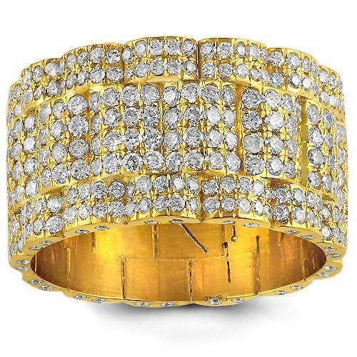 14K Yellow Solid Gold Mens Diamond Eternity Ring 6.00 Ctw