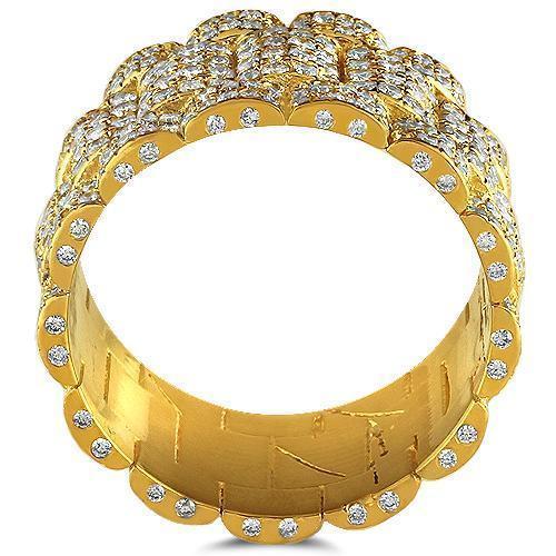 14K Yellow Solid Gold Mens Diamond Eternity Ring 6.00 Ctw
