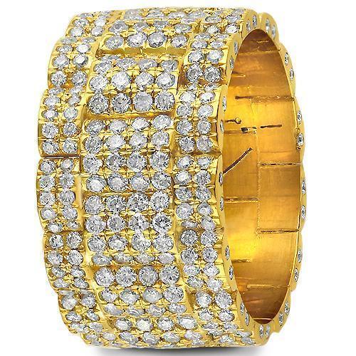 14K Yellow Solid Gold Mens Diamond Eternity Ring 6.00 Ctw