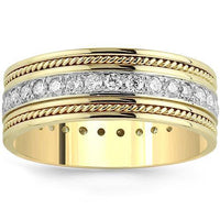 Thumbnail for 14K Yellow Solid Gold Mens Diamond Eternity Ring Band 1.00 Ctw