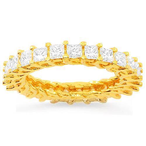 14K Yellow Solid Gold Womens Diamond Eternity Ring Band 2.65 Ctw